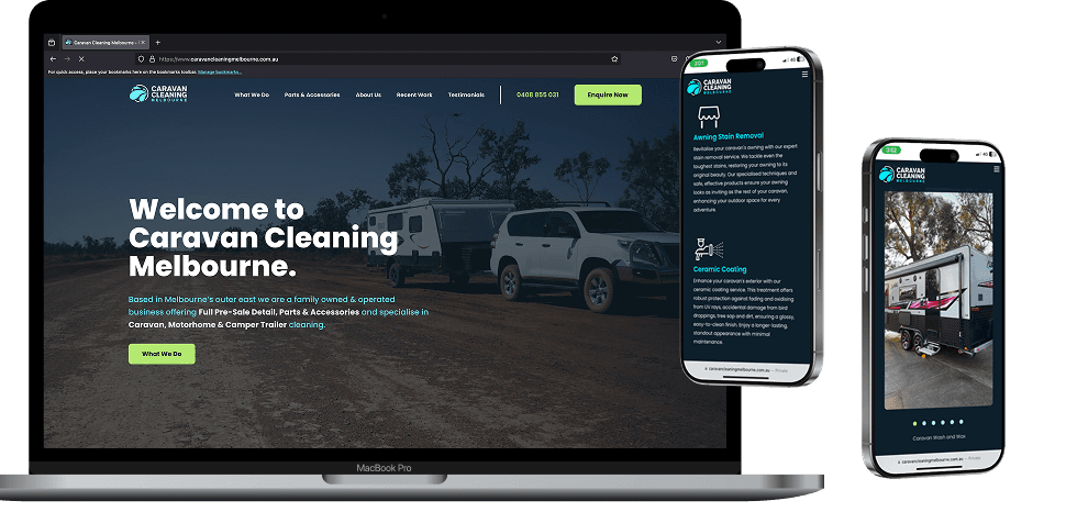 Caravan Cleaning Melbourne — Design & Build - Full-stack marketing site.